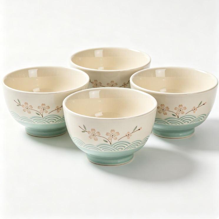 Marlonfaulkner Lot de 4 Bols à Céréales en Porcelaine 700 ml, Grands Bols de Petit-Déjeuner Style Japonais, Légers et Compatibles Micro-ondes, pour Avoine, Soupe, Pâtes, Salade, Riz et Ragoûts